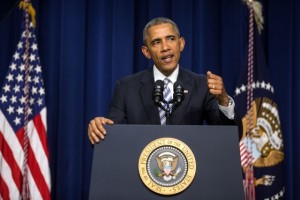 President Barack Obama delivers remarks during the White House Summit on Countering Violent Extremism. Photo - Lawrence Jackson
