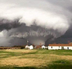 A large wedge tornado near the town of Rochelle, Illinois on April 9, 2015.  Photo by Scott Prader