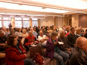 An audience of over 160 people attended the Apr. 9 county ZBA petition hearing to hear and question stipulated details. Photo by Gregory Harutunian/for Chronicle Media