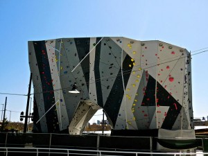 The maximum height is approximately 40 feet over a total surface area of 19,000 square feet. Between 25 and 100 climbers can use the climbing walls at one time. Photo curtesy of the Chicago Park District.