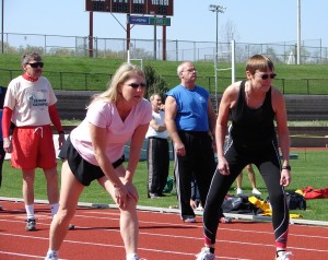 Participants in a past Heart of Illinois Senior Games prepare to run during the track and field competition. Now called the Heart of Illinois 50+ Games, the event has been scaled back this year and runs May 28-31 at various venues in Peoria and Tazewell counties.