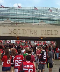 Fans start heading in to Soldier Field in preparation for the ceremony celebrating the Blackhawks’ Stanley Cup championship. Photo by Mike Rubino