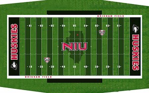 The new look for the turf at Huskie Stadium at Northern Illinois University was unveiled lst week. (NIU image)
