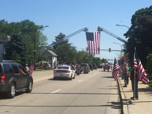 First responders, Patriot Riders, and Plainfield residents come out to honor fallen Marine Cpl. Sarah Medina.  Photo by Andrew Morys.