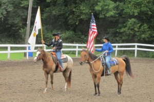  Woodford County 4-H members begin their Horse Show with the traditional flag ceremony. (Photo by U of I Extension)