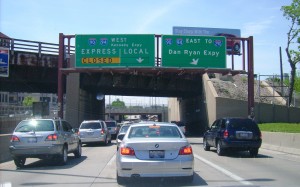 Poor mid-20th century road design — three lanes each of expressway each merging into four inbound lanes (minus the reversibles) south of the Edens-Kennedy junction set the stage for the almost-daily commuting nightmare.