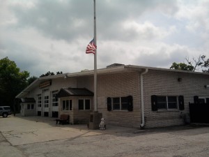 Fox Lake Station House #2, with its flag lowered to half-mast in honor of police officer Lt. Joe Gliniewicz, killed in the line of duty Sept. 1. 