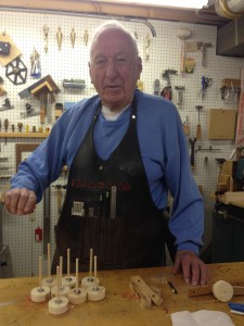 Dr. James Keehan began making wooden toys about 60 years ago. Somewhere along the line, he became known as Papa Doc. (Photo by Adela Crandell Durkee/for Chronicle Media)