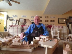 Dr. James Keehan began making wooden toys about 60 years ago. Somewhere along the line, he became known as Papa Doc. (Photo by Adela Crandell Durkee/for Chronicle Media)