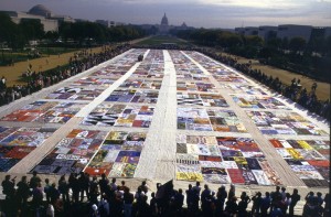 The AIDS Memorial Quilt, a 54-ton handmade tapestry that stands as a memorial to more than 94,000 people who have died from AIDS, was displayed in its entirety on the National Mall in 1996. Sections of it will be on display at the Methodist Atrium in Peoria from Dec. 1-18. (Photo courtesy of the NAMES Project Foundation)