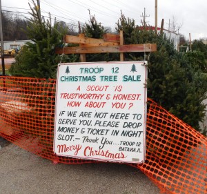 Boy Scout Troop 12 in Batavia is relying on people to be filled with the holiday spirit as part of its annual Christmas tree sale.