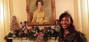 Sheri Bolton by the mantel she decorated in the Vermeil Room at the White House.