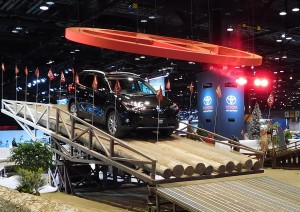The Toyota test track is one of three offered by automakers, all located in McCormick Place’s South Hall. 