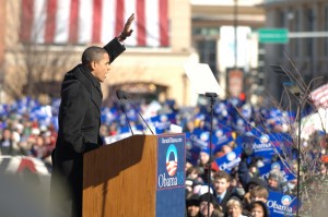 Then U.S. Senator Barack Obama announcing his bid for the presidency in Springfield, Ill. in 2007. (Photo White House.gov)