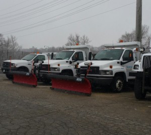City of Aurora salt and plow trucks lined up on Feb. 24, 2016 in preparation for a mild snowstorm that was expected to hit.   (Photo courtesy of city of Aurora)