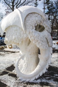 The Quatsch-Men team of Jack Gerard, Peter Hermann, and Fran Volz claimed top honors at this year’s Illinois Snow Sculpting Competition at Sinnissippi Park with their sculpture titled "Oh My Pumpy-Umpy-Umkin.”  