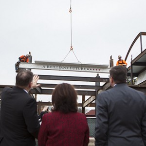 North Central College held a  Topping-Out Celebration March 14 for its new science center. (Photo courtesy North Central College)