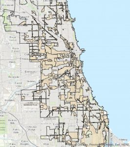A map of TIF overlay districts in the City of Chicago. (Courtesy City of Chicago)