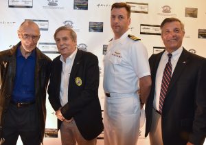  (From left) John Likosar of Romeoville, formerly of Glenview, Dave Truitt of Chicago, Jim Hawkins, captain, U.S. Navy, and commanding officer of Naval Station Great Lakes and Bill Marquardt of Deerfield, president of the Glenview Hangar One Foundation.
