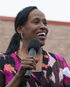 Jackie Joyner-Kersee speaks during the dedication ceremony for new SIUE Head Start/Early Head Start center named in her honor. (Photo courtesy SIU Edwardsville)