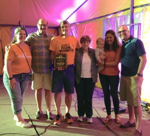 Good Neighbor Days was capped by the presentation of The Good Neighbor Award. Left to right are Melissa Wireman, Festival Chair; Mayor Gary Manier; Jack and Ginger Stone, and Sawyer, Leah and Nate Dobbins. (Photo courtesy of Good Neighbor)