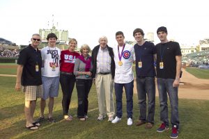 : Conor Dwyer with Mom and grandpa Jim Dowdle after he won his 2012 gold medal (From left) Pat Dwyer, Colin Dowdle, Jeanne Dwyer, Sally Dowdle, Jim Dowdle , Conor Dwyer, Brenden Dwyer, PJ Dwyer. (Photo courtesy of Jeanne Dwyer)