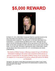 Reward flier used in 2012 to find information leading to the arrest of Molly Young’s killer.  (JusticeForMolly.org photo)
