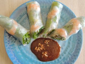 These Vietnamese shrimp spring rolls with peanut sauce are a fresh and tasty choice for an appetizer or a light stand-alone lunch. (Photo by Lynne Conner/for Chronicle Media)