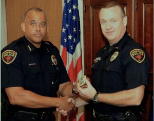 Bloomington Police Chief Brendan Heffner and retiring Assistant Chief Gary Sutherland (Photo courtesy city of Bloomington)