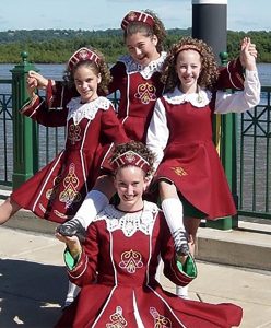 Students from the Flynn School of Irish Dance in West Peoria pose at last year’s Erin Feis. The school will perform again at this year’s festival, which kicks off at 4 p.m. Friday, Aug. 26, and runs through 6 p.m. Aug. 28, at the Peoria riverfront. (Photo by Denny Sievers courtesy of Erin Feis)