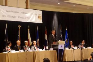 Gov. Bruce Rauner speaking at the Midwest U.S.-Japan Association Conference in St. Louis. (Photo courtesy of Facebook/Bruce Rauner)   