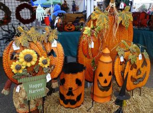 A variety of pumpkin-themed crafts and merchandise will be featured at the Morton Pumpkin Festival, which is celebrating its 50th year with a festival theme of “The Golden Pumpkin.” (Photo courtesy of the Morton Chamber of Commerce)