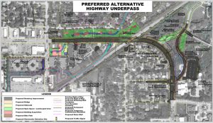 A plat map shows the planned improvements slated for Route 14 in Barrington, which includes the relocation of Lake Zurich Road to meet with Berry Road.