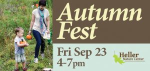 Celebrate the coming of autumn with crafts, games, a self-guided nature walk, pony rides, hayrides, a campfire, live reptiles, a pumpkin hunt and more, during Autumn Fest from 4-7 p.m. at the Heller Nature Center, 2821 Ridge Road, Highland Park. 