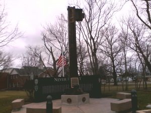 The Heroes of Freedom memorial plaza in Wauconda features a column beam from the 91st floor in one of the New York twin tower buildings. (Photo by Gregory Harutunian/for Chronicle Media)