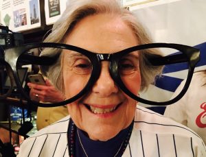 Widow of the late Hall of Fame broadcaster Harry Caray gets into the celebration at the Cubs World Series breakfast rally at Harry Caray’s River North, 33 W. Kenzie St., Tuesday, Oct 25. (Photo by Karie Angell Luc / for Chronicle Media)