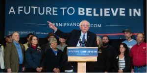 U.S. Sen. Bernie Sanders addresses voters during his bid for the Democratic presidential nomination. He will speak about the campaign and his new book Nov. 18, at North Central College in Naperville. 