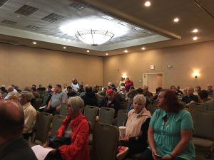  More than 100 people attended an Oct. 4 meeting at the Holiday Inn in Crystal Lake. (Photo by Adela Crandell Durkee/for Chronicle Media