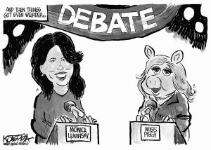 Jeff Koterba October 2, 2016. Miss Piggy Monica Lewinsky Trump Clinton.