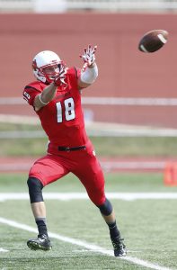 North Central college receiver Ryan Kuhl, shown in a game earlier this season, had six receptions for 83 yards in last Saturday’s 31-14 NCAA playoff loss to CCIW rival Wheaton. (North Central College photo). 