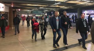 Fans walk the spacious concourse at Guaranteed Rate Field before settling in to watch last Wednesday’s Northern Illinois-Toledo game. (Photo by Jack McCarthy / Chronicle Media)