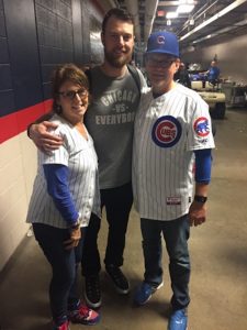 Ben Zobrist stands with his parents, the Rev. Tom and Cindi Zobrist, following the final game of the 2016 World Series. His parents attended all seven World Series games, returning Saturday, Nov. 5 to their hometown, Eureka, Ill. (Photo courtesy of the Zobrist family) 