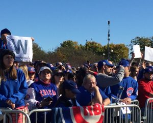 Hundreds of thousands of Cub fans crammed into Grant Park and the surrounding area in Chicago Friday afternoon to celebrate the World Series Championship with their team. (Photo by Judy Harvey / for Chronicle Media) 
