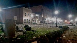 Downtown Canton following an explosion there on the evening of Wednesday, Nov. 16. (Photo by Holly Eitenmiller/for Chronicle Media)