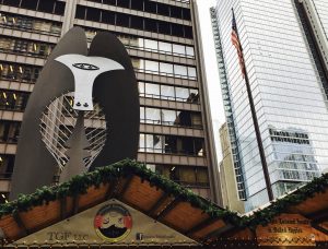The Piscasso sculpture looms over the 2016 Christkindlmarket Chicago that opened at Daley Plaza in Chicago on Nov. 18. (Photo by Karie Angell Luc / for Chronicle Media)