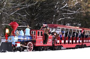 The Holiday Express train is welcoming all aboard during the first three weekends in December at Blackberry Farm in Aurora for its Yuletide celebration. For eight days in December, the holiday spirit comes to life. For more information,  visit www.facebook.com/BlackberryFarmFoxValley. (Photo courtesy of Blackberry Farm)