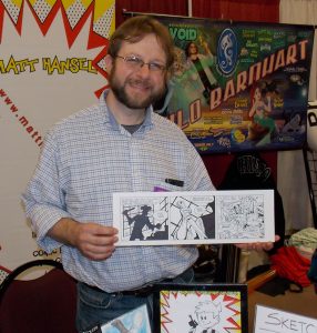 Matt Hansel shows off one of his comic strips  2016 Chicago Pop Culture Show and Sale at Pheasant Run in St. Charles. (Photo by Jack McCarthy / Chronicle Media) 