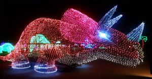 This triceratops is among more than 50 floats and displays made from Christmas lights that will be on display at the East Peoria Festival of Lights Winter Wonderland this year. Last year, more than 24,000 cars drove through the two-mile display, which is located off Springfield Road. (Photo courtesy of the East Peoria Festival of Lights)