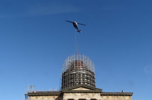 Flagpole removed from Old State Capitol as part of ongoing renovation