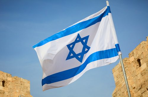Two charged with hate crime for spray-painting over Israeli flag